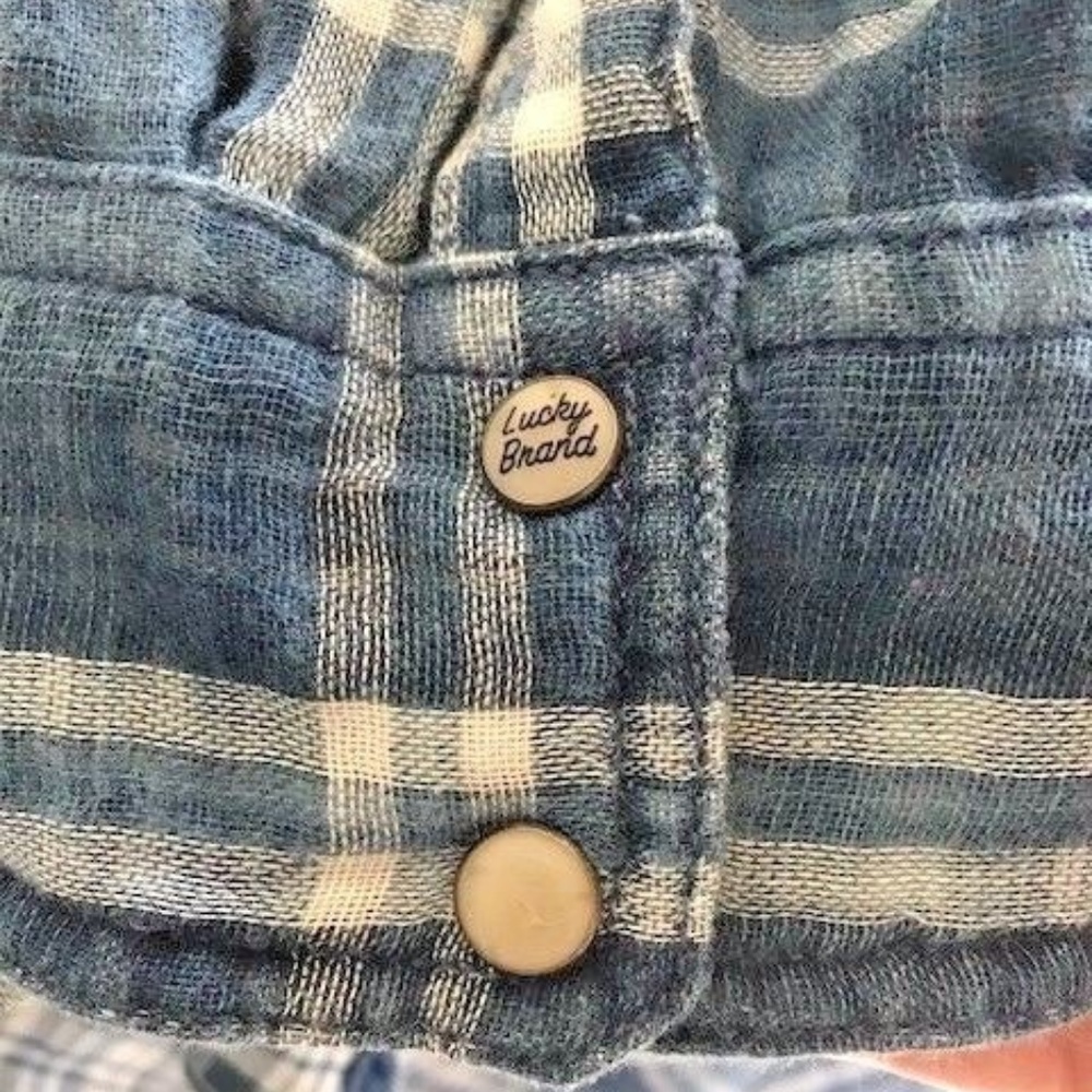 Lucky Brand XL Blue Indigo Western Pearl Snap NWT - Picture 8 of 8